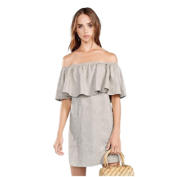 Reformation off the Shoulder Dress linen Tennessee beach boho revolve relaxed s - Picture 3 of 8